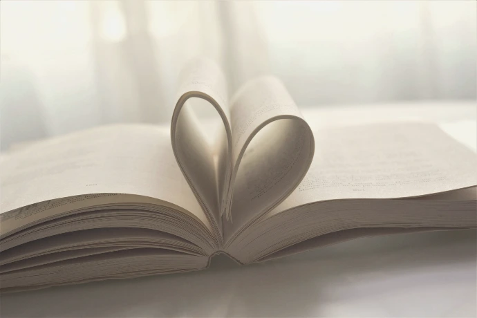 book page formed as heart